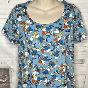 LuLaRoe Womens Classic TEE T Shirt Blue Disney Donald Duck Swing Top XS X Small